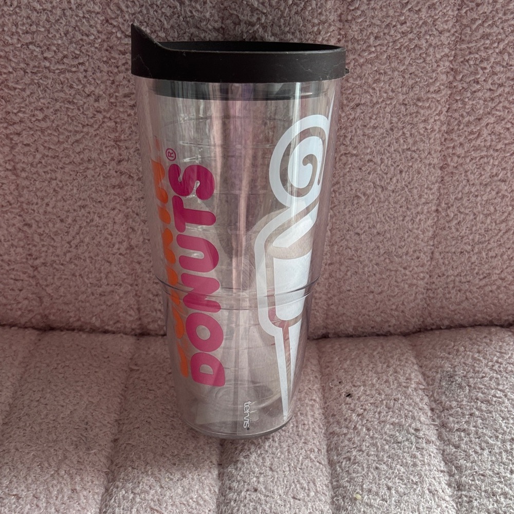 Dunkin' Donuts Clear Tumbler with Brown Lid